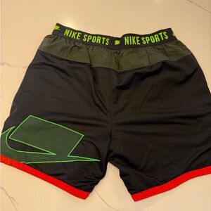 Nike Athletic Shorts Black with Green and Red Accents
